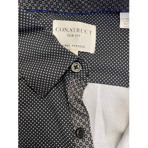 Men’s Medium Construct Shirt, black with white Polka Dots - Picture 3 of 8